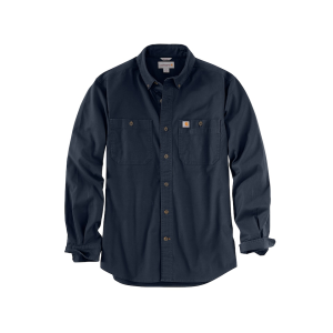 Carhartt Men's Rugged Flex Relaxed Fit Midweight Canvas Long Sleeve Shirt Navy XL