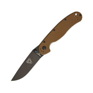 Ontario RAT 2 Pocket Knife 3" Drop Point D2 Black Blade G-10 Handle Coyote Brown