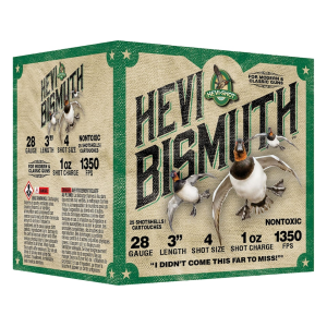 Hevi-Shot Hevi-Bismuth Waterfowl 28 Gauge Ammo 3" #4 Bismuth Shot 1 oz Case of 250 (10 Boxes of 25) - Hevi-Shot