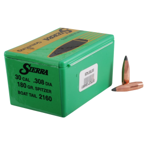 Sierra GameKing 30 Caliber (308 Diameter) Bullets 180 Grain Spitzer Box of 100