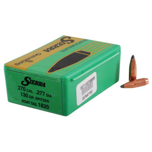 Sierra GameKing 6.8mm, 270 Caliber (277 Diameter) Bullets 130 Grain Spitzer Box of 100