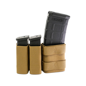 Esstac KYWI Short 1+2 Side by Side AR-15 and Pistol Magazine Pouch with MOLLE Nylon Coyote Brown