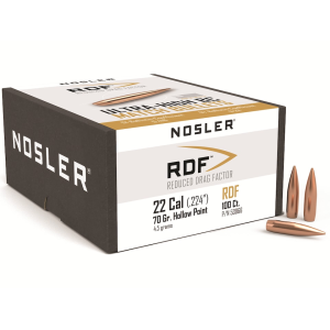 Nosler RDF 22 Caliber (224 Diameter) Bullets 70 Grain Jacketed Hollow Point Box of 100