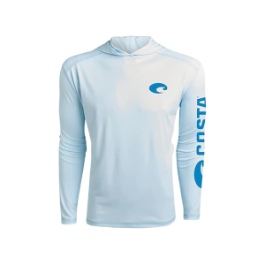 Costa Del Mar Men's Tech Performance Hoodie Artic Blue Medium - Costa Del Mar