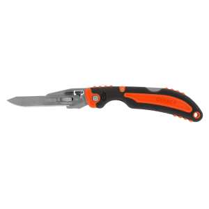 Gerber Vital Pocket Knife 2.8" Drop Point 420HC Satin Blade Rubber Handle Black/Orange