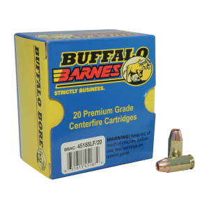 Buffalo Bore 45 ACP +P Ammo 185 Grain Barnes TAC-XP Solid Hollow Point Lead Free Box of 20