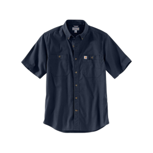 Carhartt Men's Rugged Flex Relaxed Fit Midweight Canvas Short Sleeve Shirt Navy XL