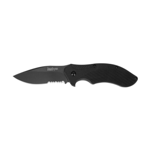 Kershaw Black Clash Assisted Opening Pocket Knife 3.125" Serrated Recurve 8Cr13MoV Black Stainless Steel Blade Nylon Handle Black