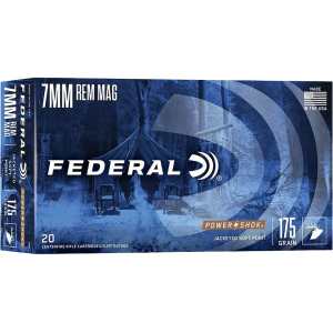 Federal Power-Shok 7mm Remington Magnum Ammo 175 Grain Jacketed Soft Point Box of 20