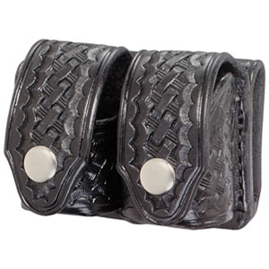 Triple K 103 Double Speed Loader Pouch Large N Frames Nickel Snaps Basketweave Black