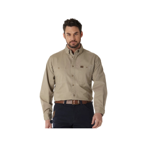 Wrangler Men's Riggs Workwear Long Sleeve Shirt Khaki Large