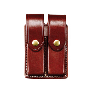 Triple K 45 Dual Magazine Pouch Double Stack 9mm Luger, 40 S&W Leather Walnut Oil