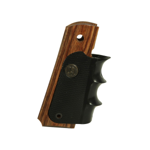 Pachmayr American Legend Grip with Finger Grooves for 1911 Government, Commander Heritage Walnut Laminate with Rubber Wraparound