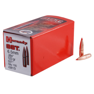 Hornady InterLock SST 6.5mm, 264 Caliber (264 Diameter) Bullets 123 Grain Polymer Tip with Cannelure Box of 100