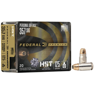 Federal Premium Personal Defense 357 Sig Ammo 125 Grain Federal HST Jacketed Hollow Point Box of 20
