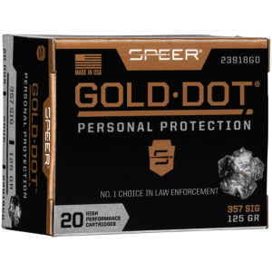 Speer Gold Dot 357 Sig Ammo 125 Grain Bonded Jacketed Hollow Point Box of 20
