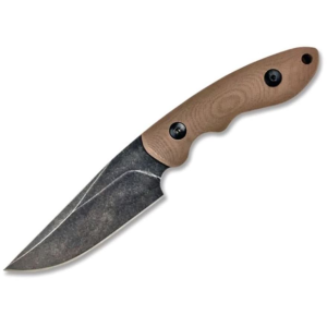 American Buffalo Knife & Tool Predator Fixed Blade Knife 3.5" Clip Point D2 Stonewashed Blade G-10 Handle Desert Tan