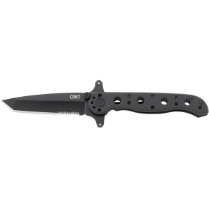 CRKT M16 - 10KSF Pocket Knife 2.94" Partially Serrated Tanto Point 8Cr13MoV Black EDP Blade Stainless Steel Handle Black