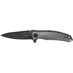 Kershaw Grid Assisted Opening Pocket Knife 3.7" Drop Point 8Cr13MoV Black Oxide Blade Titanium Coated Stainless Handle Gray
