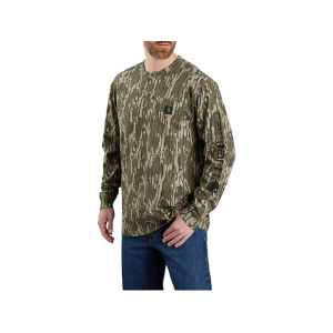 Carhartt Men's Loose Fit Heavyweight Long Sleeve Crew Neck Pocket T Shirt Mossy Oak Bottomland 4XL