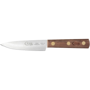 Case Household Cutlery Steak Knife 8" Clip Point 420HC Stainless Satin Blade Walnut Handle Wood