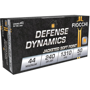 Fiocchi Defense Dynamics 44 Remington Magnum Ammo 240 Grain Jacketed Soft Point Case of 500 (10 Boxes of 50)
