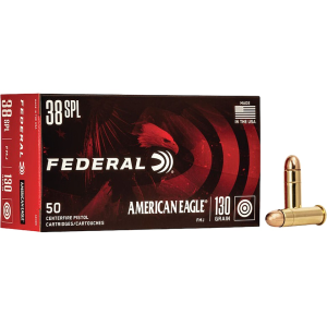 Federal American Eagle 38 Special Ammo 130 Grain Full Metal Jacket Case of 1000 (20 Boxes of 50) - Federal Premium