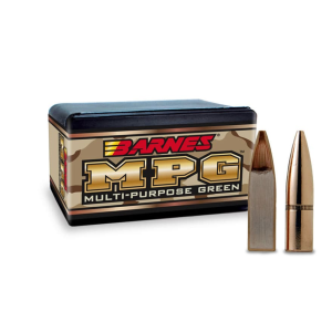 Barnes MPG (Multi-Purpose Green) 22 Caliber (224 Diameter) Bullets 55 Grain Jacketed Hollow Point with Cannelure Box of 100