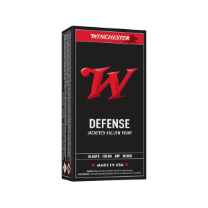 Winchester Defense 45 ACP Ammo 230 Grain Jacketed Hollow Point Box of 50