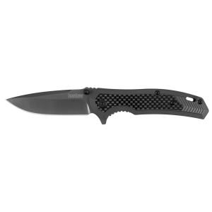 Kershaw Fringe Assisted Opening Pocket Knife 3" Drop Point 8Cr13MoV Titanium Carbo-Nitride Blade Steel/Carbon Fiber Handle Gray