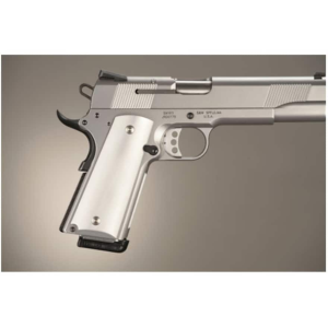 Hogue Extreme Series Grips for 1911 Government, Commander Ambidextrous Safety Cut Brushed Aluminum Gloss Clear