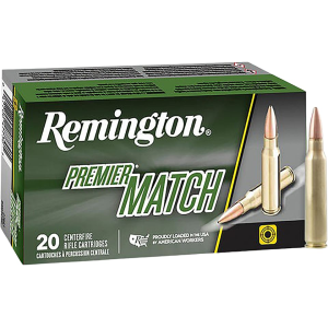 Remington Premier Match 223 Remington Ammo 77 Grain Sierra MatchKing Jacketed Hollow Point Box of 20