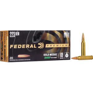 Federal Premium Gold Medal 223 Remington Ammo 69 Grain Sierra MatchKing Jacketed Hollow Point Box of 20