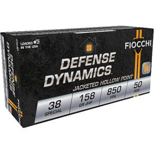 Fiocchi Defense Dynamics 38 Special Ammo 158 Grain Jacketed Hollow Point Box of 50