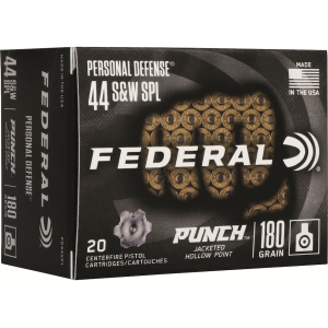 Federal Personal Defense Punch 44 Special Ammo 180 Grain Jacketed Hollow Point Box of 20