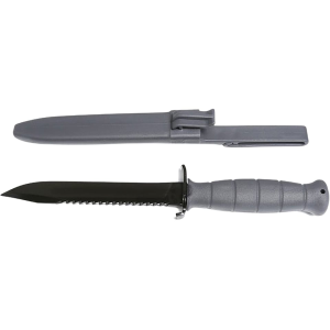 Glock Field Knife Fixed Blade Knife 6.5" Spine Serrated Clip Point Carbon Black Blade Polymer Handle Gray