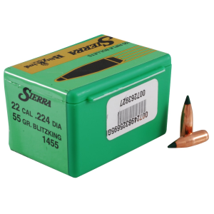 Sierra Tipped VarmintKing (Formerly BlitzKing) 22 Caliber (224 Diameter) Bullets 55 Grain Polymer Tip Box of 100