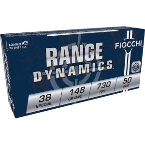 Fiocchi Range Dynamics 38 Special Ammo 148 Grain Wadcutter Box of 50
