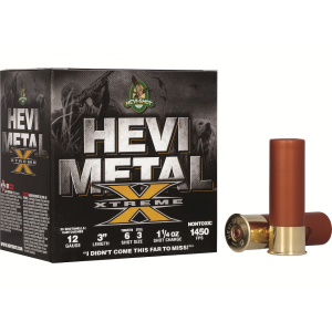 Hevi-Shot Hevi-Metal Xtreme Waterfowl 12 Gauge Ammo 3" #3 and #6 Steel and Tungsten Shot 1-1/4 oz Case of 250 (10 Boxes of 25) - Hevi-Shot
