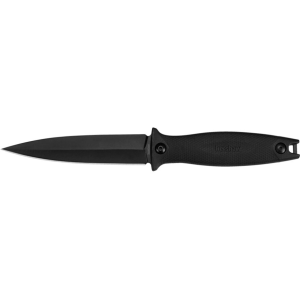 Kershaw Secret Agent Fixed Blade Knife 4.4" Spear Point 8Cr13MoV Black Oxide Blade Fiberglass Reinforced Nylon (FRN) Handle Black