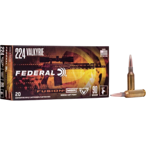 Federal Fusion MSR 224 Valkyrie Ammo 90 Grain Bonded Round Nose Box of 20