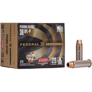 Federal Premium Personal Defense 38 Special +P Ammo 129 Grain Federal Hydra-Shok Jacketed Hollow Point Box of 20