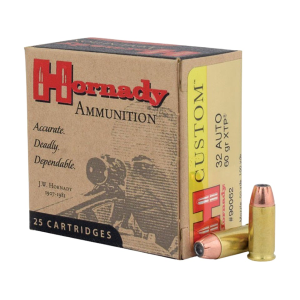 Hornady Custom 32 ACP Ammo 60 Grain Hornady XTP Jacketed Hollow Point Box of 25