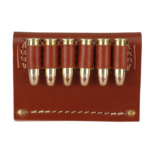 Hunter Pistol Cartridge Belt Slide 38 Caliber 6-Round Leather Chestnut