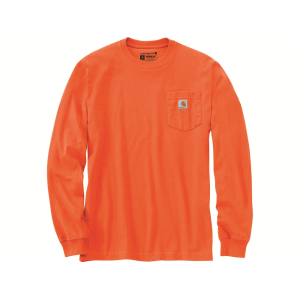 Carhartt Men's Loose Fit Heavyweight Long Sleeve Crew Neck Pocket T Shirt Brite Orange XL