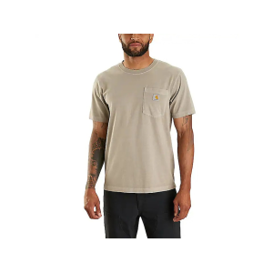 Carhartt Men's Relaxed Fit Lightweight Dyed Short Sleeve Crew Neck Pocket T Shirt Greige XL