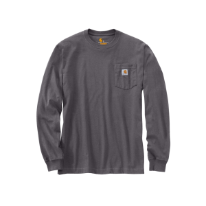 Carhartt Men's Loose Fit Heavyweight Long Sleeve Crew Neck Pocket T Shirt Carbon Heather 2XL Tall