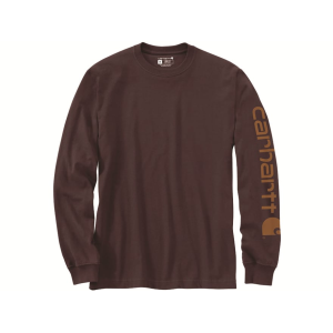 Carhartt Men's Loose Fit Heavyweight Logo Sleeve Graphic Long Sleeve Crew Neck T Shirt Port XL