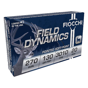 Fiocchi Field Dynamics 270 Winchester Ammo 130 Grain Jacketed Soft Point Box of 20