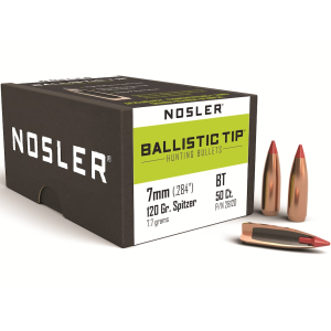 Nosler Ballistic Tip Hunting 7mm, 284 Caliber (284 Diameter) Bullets 120 Grain Polymer Tip Box of 50